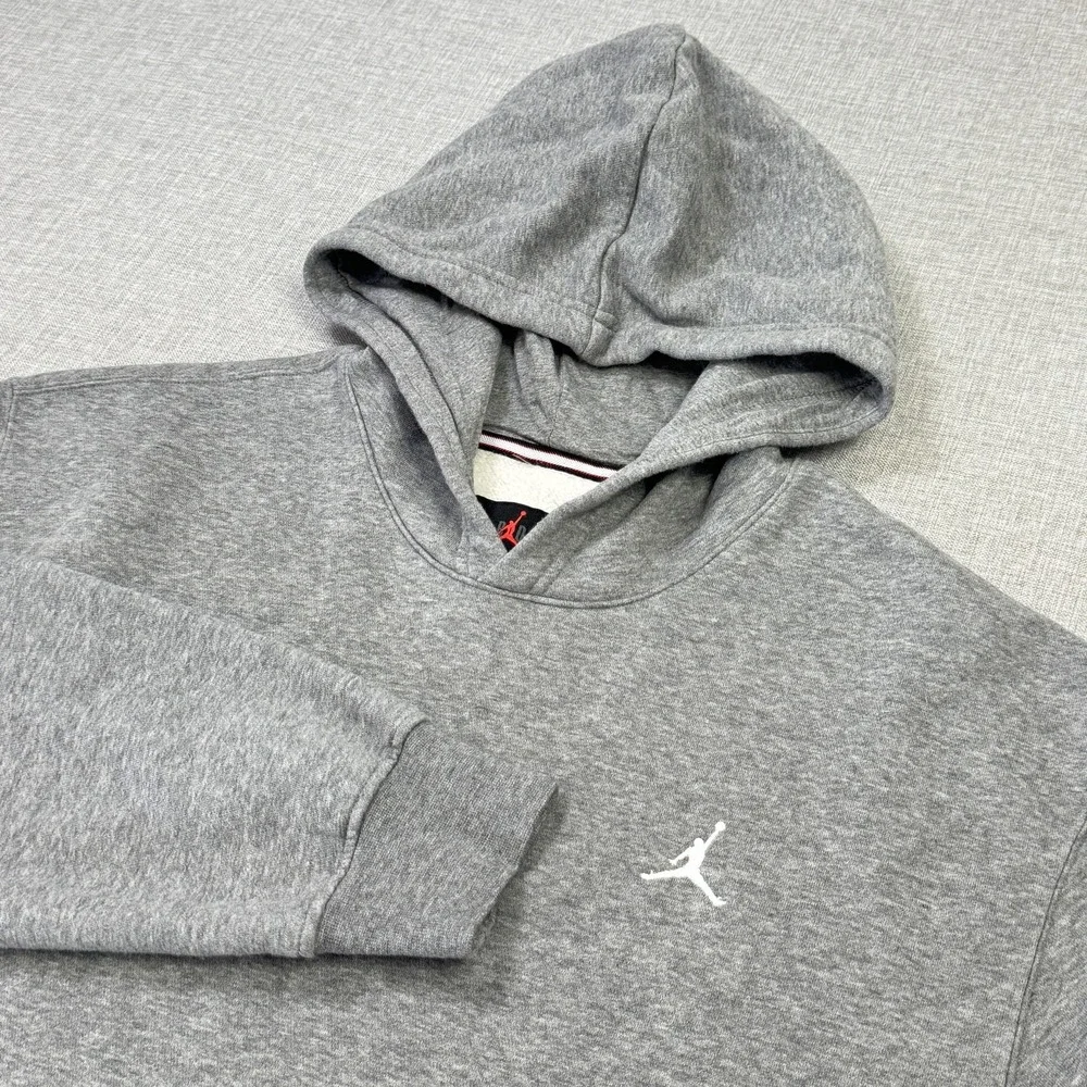 Nike Air Jordan Fleece Hoodie Sweatshirt Men M Gray Pullover Jumpman Heavyweight